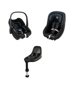 Maxi Cosi Kit S Car Seat Family (Pebble S + Pearl S + Familyfix S) - Tonal Black