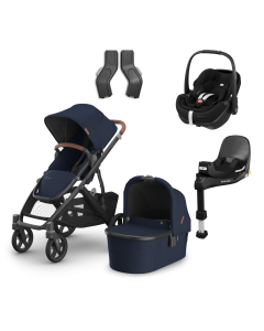 UPPAbaby Vista V3 Pushchair & Carrycot with Maxicosi Pebble360 Pro2 Car Seat and Base Bundle - Noa