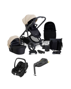 iCandy Orange 4 Pushchair with Maxicosi Cabriofix i-Size Car Seat and Base Compelte Travel System Bundle - Latte