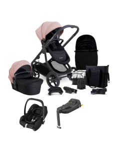 iCandy Orange 4 Pushchair with Maxicosi Cabriofix i-Size Car Seat and Base Compelte Travel System Bundle - Rose