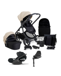 iCandy Orange 4 Pushchair with Cybex Cloud T i-Size Plus Car Seat and Base Compelte Travel System Bundle - Latte