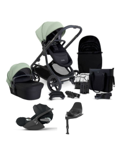 iCandy Orange 4 Pushchair with Cybex Cloud T i-Size Plus Car Seat and Base Compelte Travel System Bundle - Pistachio