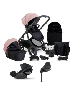 iCandy Orange 4 Pushchair with Cybex Cloud T i-Size Plus Car Seat and Base Compelte Travel System Bundle - Rose