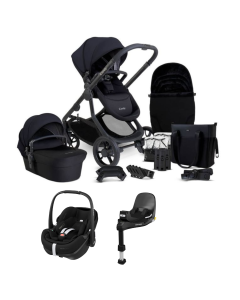 iCandy Orange 4 Pushchair with Maxicosi Pebble 360 Pro2 i-Size Car Seat and Base Compelte Travel System Bundle - Black Edition