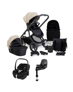 iCandy Orange 4 Pushchair with Maxicosi Pebble 360 Pro2 i-Size Car Seat and Base Compelte Travel System Bundle - Latte