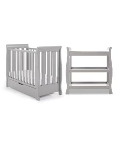 Obaby Stamford Space Saver Sleigh 2 Piece Room Set - Warm Grey