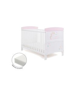 Obaby Grace Inspire Cot Bed + Fibre Mattress - Unicorn