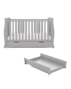 Obaby Stamford Classic Cot Bed + Cot Top Changer - Warm Grey