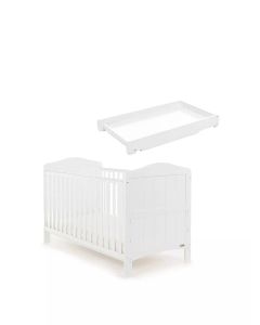 Obaby Whitby Cot Bed + Cot Top Changer - White