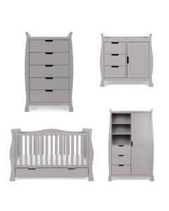 Obaby Stamford Luxe 4 Piece Room Set - Warm Grey