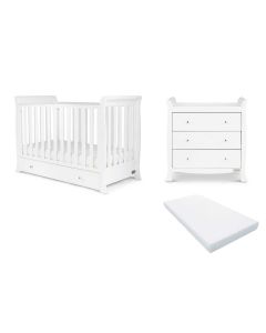 Ickle Bubba Snowdon Classic 2 Piece Furniture Set and Fibre Mattress - White