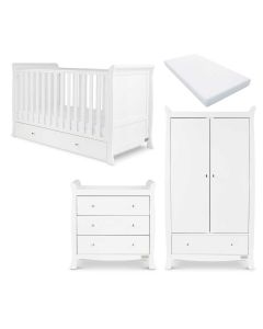 Ickle Bubba Snowdon Classic 3 Piece Furniture Set and Fibre Mattress - White