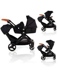 Kids Kargo Glider Double Pushchair - Black Tan