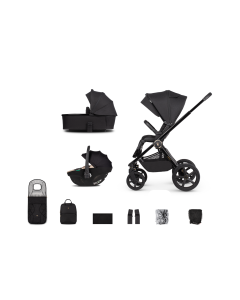 Venicci Upline2 3in1 Pushchair with Tiago 360 Beige Car Seat Bundle - All Black