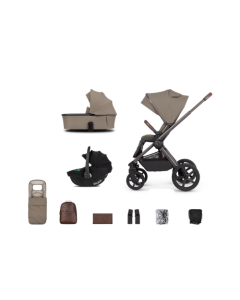 Venicci Upline2 SE 3in1 Pushchair with Tiago 360 Black Car Seat Bundle - Powder