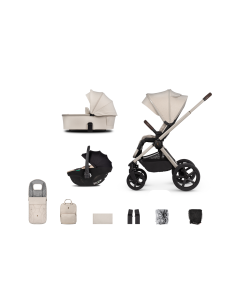 Venicci Upline2 3in1 Pushchair with Tiago 360 Beige Car Seat Bundle - Stone Beige