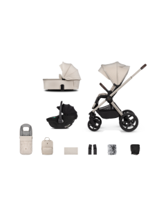 Venicci Upline2 3in1 Pushchair with Tiago 360 Black Car Seat Bundle - Stone Beige