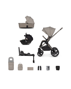 Venicci Upline2 3in1 Pushchair with Tiago 360 Beige Car Seat and Base Bundle - Taupe