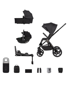 Venicci Upline2 3in1 Pushchair with Tiago 360 Black Car Seat and Base Bundle - All Black