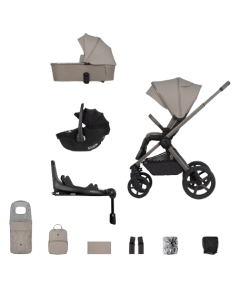 Venicci Upline2 3in1 Pushchair with Tiago 360 Black Car Seat and Base Bundle - Taupe